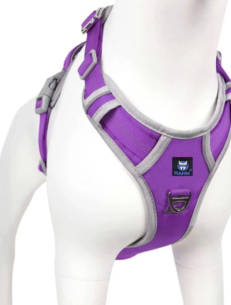 Hank 3M Reflective Harness for Puller Dogs (Grey/Violet)