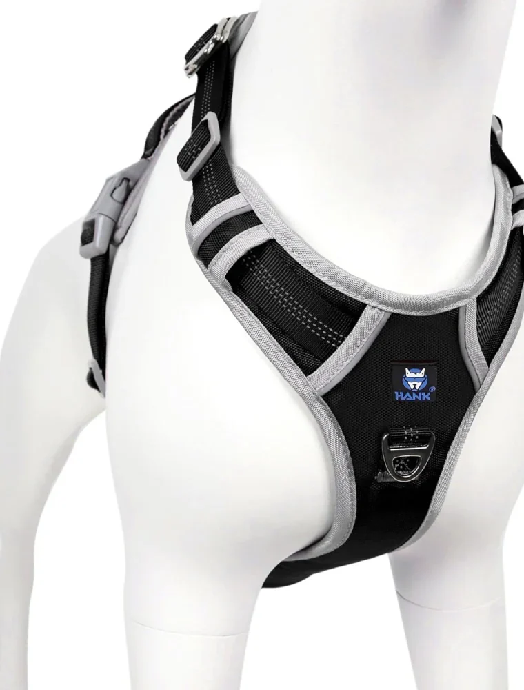 Hank 3M Reflective Harness for Puller Dogs (Grey/Black)